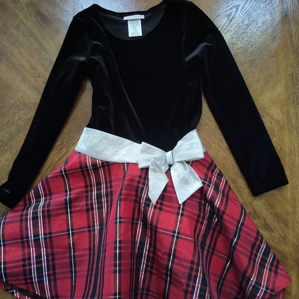 Plaid Dress with Silver Bow
